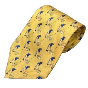 Lauren Ralph Lauren Silk Golf Tie Butter Yellow Sporty Preppy Country Club EUC